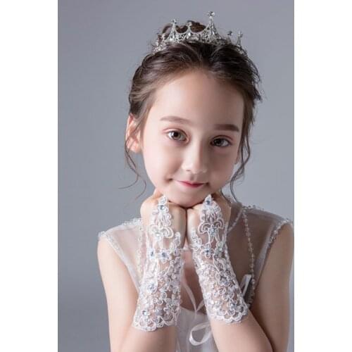 Gloves for Girls Princess Gloves Girls Wedding Dress Glove Costume Accessory Lace Diamond Performance Photography