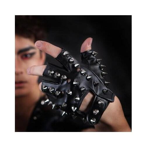 Half-finger gloves Spikes Pumk gloves A pair