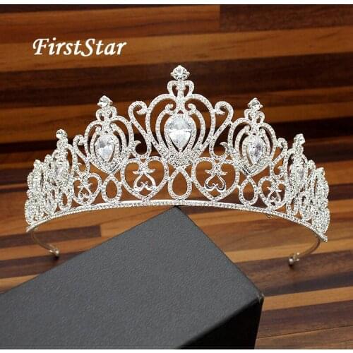 Big Sparking Luxury Crystal Rhinestone Wedding Prom Crown Silver Bridal CZ Tiara Headband For Women Hair Accessories Jewelry