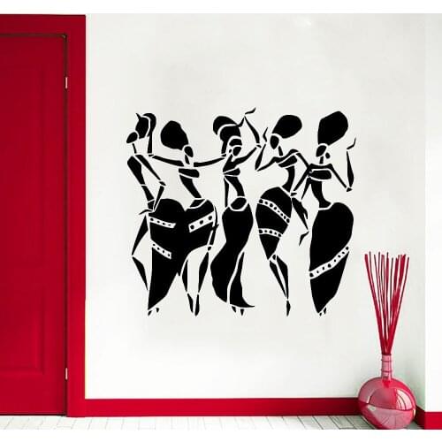 Five African Woman Wall Stickers Living Room Sofa Decals Mural Art Design Decor Girl Africa Dance Style Vinyl ov228