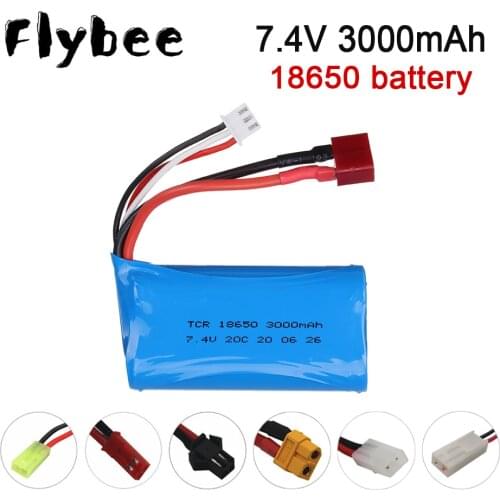 R/C 7.4V 3000mAh 18650 lipo battery for Syma S033g Q1 H100 H101 H102 H103 rc drone model car toys for wltoys car battery parts