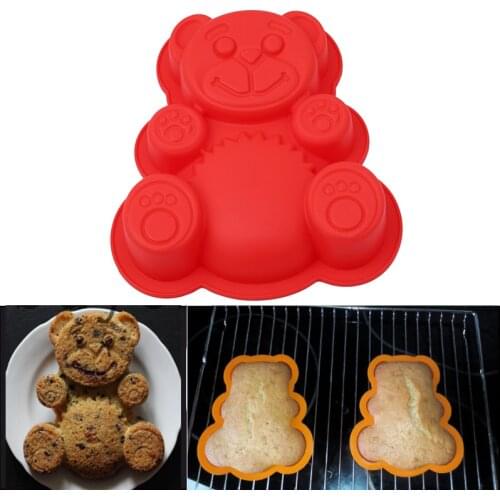 Silicone Bear Shape Fondant Pan Mold DIY Cookie Tray Jelly Cutter 3D Chocolate Cutting Die Kitchen Baking Cake
