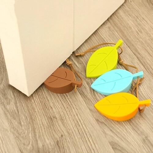 Cute leaves door stop stoppers silicone Windproof Anti-noise foor buffe Holder Baby security lock Toys Furniture Hardware