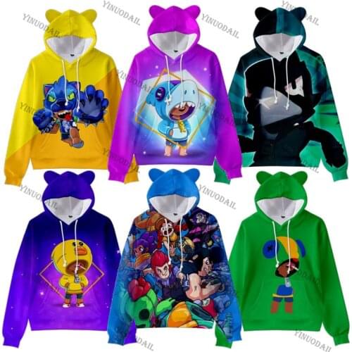 Cute Cat Ear Kids Hoodie Spike Childrens Wear Game 3d Swearshirt Boys Girls Tops Hoodie Shark Leon Hoodies Clothes