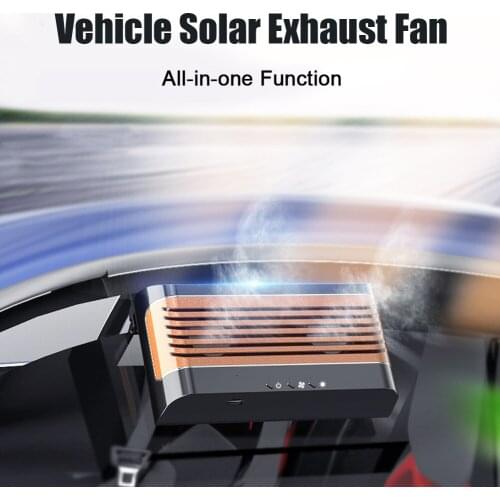 Car Exhaust Ventilator Cooling Ventilation Odor Removal Fan Radiator Solar Power Solar Fan for Car Camper Van SUV RV Solar Fans