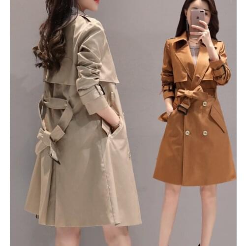 Windbreaker Womens Plus Size Trench Frmale Overcoat British Style Autumn Coat Long Coats Ladies Casaco Feminino KJ231 s