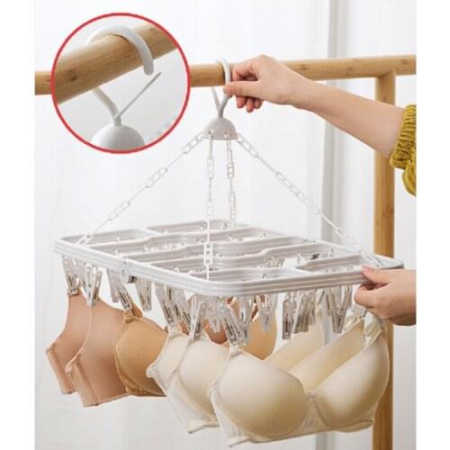 Rotary folding multi clip clothes hanger for socks hanging clothes hanger for household socks drying clothes hanger
