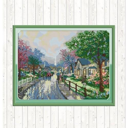 The Streets After The Rain DMC DIY Cross-stitch Full Embroidery Kit Handmade Accessories Needlework Crafts Home Decoration