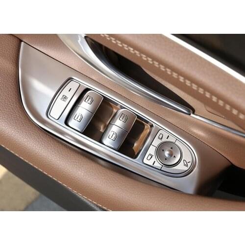 YAQUICKA For Mercedes Benz E Class 2016 2017 2018 Car Interior Door Window Lift Switch Cover Frame Trim Styling ABS 4pcs/set