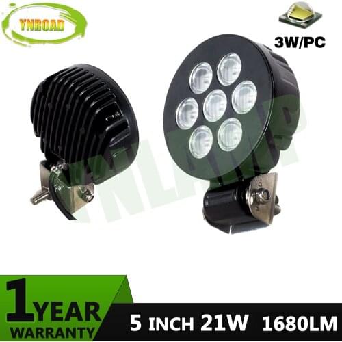 YNROAD 5inch 21W Led work light Fog Light spot beam offload truck use 7pcs*3W leds IP67 led driving light for 4WD SUV ATV