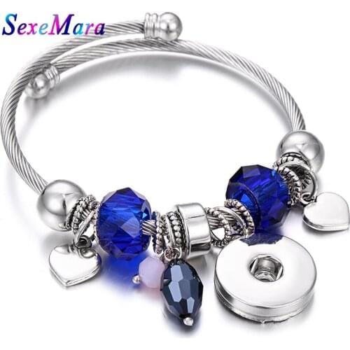 2019 New Snap Jewelry 6 Colors Snap Bracelet Large hole bead bracelet Bangles Fit 18MM