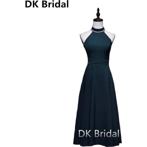 Sexy Long Crystal Evening Dress Pageant Gown Sleeveless Floor-length Back Bow Ribbons Formal Prom Party Gowns Robe de Soiree