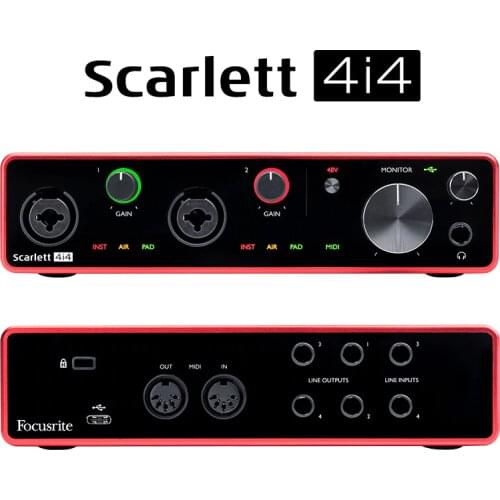 New Version Focusrite Scarlett 4i4(3rd gen) 4 input 4 output USB audio interface sound card for recording Microphone Guitar Bass