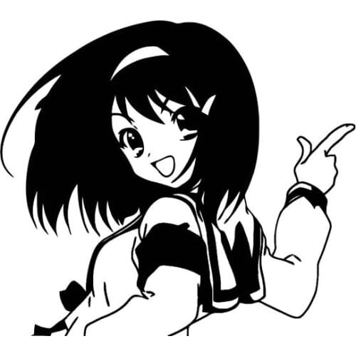 14.1*12.5CM Animate Cute Lovely Girl Vinyl Decal Car Sticker Fashion Silhoutte Design Cool Style Black/Silver C20-1027