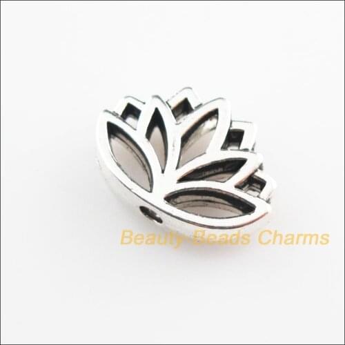 18 New Flower Lotus Charms Tibetan Silver Color Spacer Beads 11x16mm