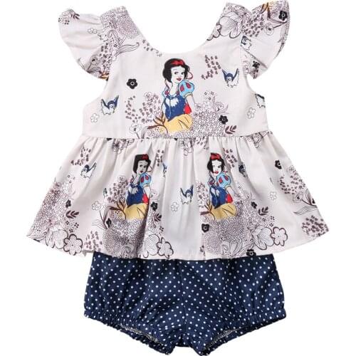 2018 Cute Character Baby Girls Vest Tops T shirt+Shorts Briefs 2pcs Outfits Set Clothes Size 0-3T