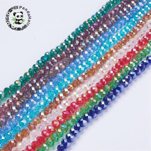 6mm AB Color Plated Faceted Abacus Electroplate Glass Beads for Jewelry Making DIY Mixed Color, hole: 1mm