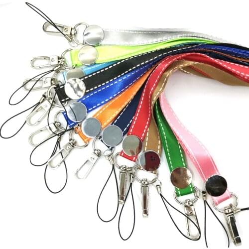 20pcs Couple Pure Color Neck Strap Lanyard keychain Mobile Phone Strap ID Badge Holder Rope Key Keyrings cosplay Accessories