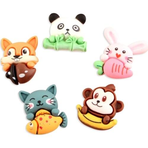 30Pcs Resin Animal Panda Rabbit Kawaii Bear Flatback Resin Cabochon for Hair Bows Center DIY Jewelry Accessories Scrapbooking