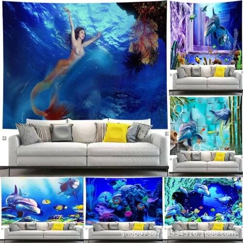 3D HD printed ocean world tapestry wall hanging background cloth living room modern home decoration murals tapestry beach towels