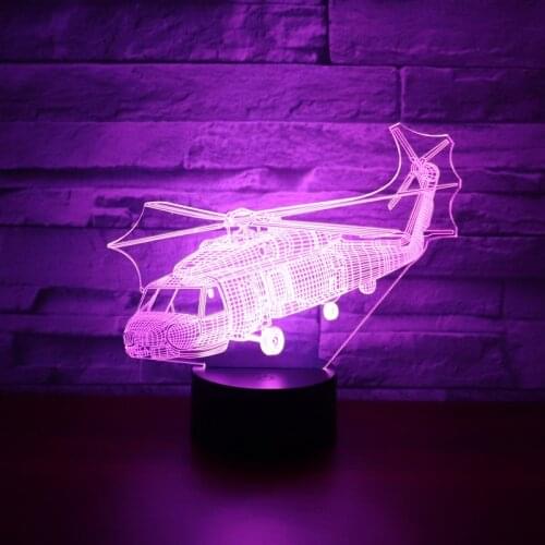 3D LED Night Light Dynamic Helicopter Copter Aircraft Plane with 7 Colors Light for Home Decoration Lamp Amazing Visualization