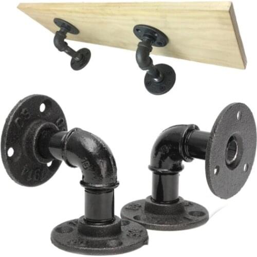 4Pcs Black Iron Industrial Pipe Shelf Bracket Holder Rack L Bracket Vintage Retro Wall Floating Shelf Home Decor Storage Holder