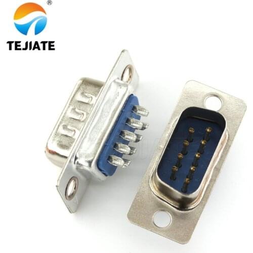 5pcs welding wire type DB head blue glue serial port socket DB9 / 15 / 25 / 37 male / female RS232 connector COM port