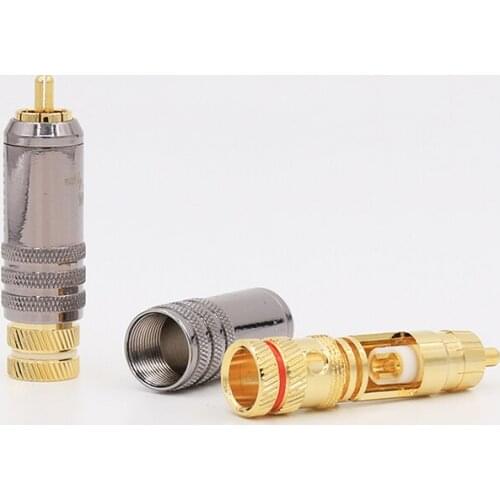 50pcs Hifi audio connector jack gold plated Red+White RCA plugs for DIY HIFI RCA cable