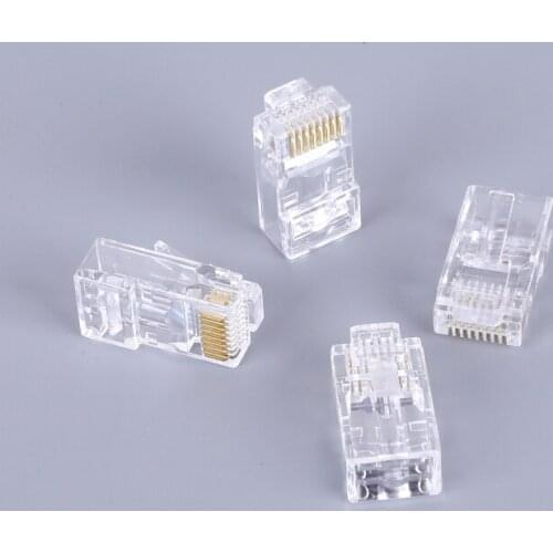 20pcs/lot Gold plated RJ45 Net Network Modular Plug Cat5 CAT5e Connector 8P8C utp Unshielded Modular Rj45 Plug
