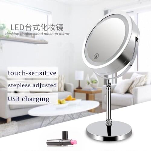 8 Inch Makeup Mirror With Light USB Charging 10X Magnifying Vanity Mirror Backlit Adjustable Light Standing Cosmetic Mirrors