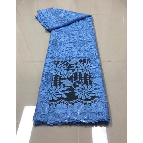 Blue Color African Cord Lace Water Soluble Fabric High Quality Embroidery Nigerian Guipure Laces Fabrics 5 Yards/Pcs For Sewing