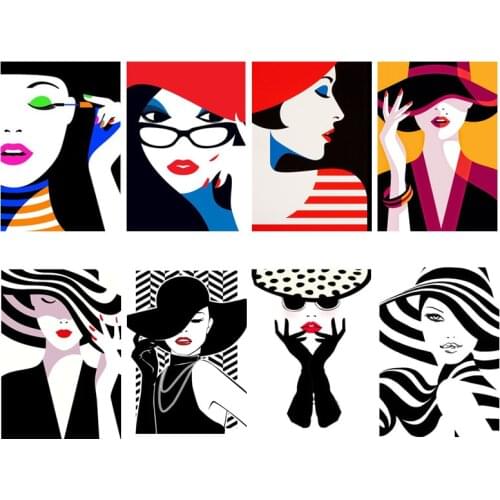 New Style Diamond Painting Girl Full Square / Round Drill Diamond Embroidery Portrait Cross Stitch Mosaic Wall Decor Art