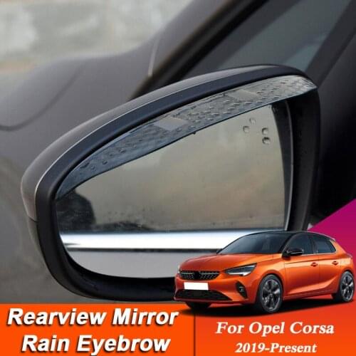 Car-styling For Opel Corsa 2019-Present Carbon Fiber Rearview Mirror Eyebrow Rain Shield Anti-rain Cover External Auto Sticker