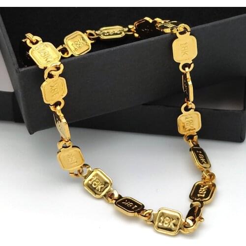 Link 18 k Stamp Solid Gold AUTHENTIC FINISH Bracelet Anklet NEW Ankle Jewllery Foot Beach Size Freedom connect