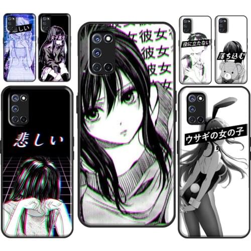 Sad Japanese Anime Aesthetic For OPPO A52 A72 A92 A1K A5 A9 A53 A31 2020 F5 F7 Reno 4 Pro 2 Z Find X3 Pro Case Cover