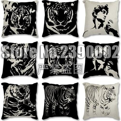 Black Tiger Throw Pillow Case Geometric Cushion Covers for Home Sofa Chair Decorative Pillowcases Decor Car Office Party gift