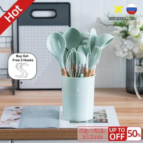 Silicone Kitchenware Cooking Tools Cookware Set High Temperature Resistant Spatula Anti-scald Kitchen Tools Kitchenware Set