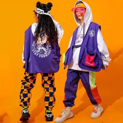 ChildrenS Hip-Hop Clothes Kids Long Sleeves Tops Loose Hip Hop Pants Jazz Boys' Breaking Costumes School Girl Costume BI036