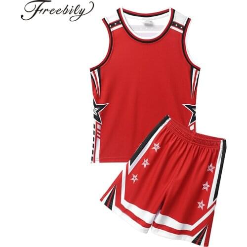 2Pcs Kids Boys Basketball Suit Uniforms Breathable Sleeveless Training Top Shirt with Sport Shorts Bottoms Quick Dry Activewear