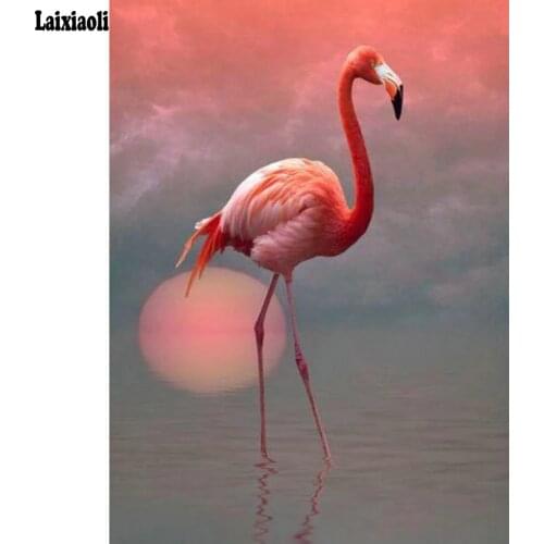DIY Diamond Embroidery Sunset Flamingo Full square 5d Diamond Painting Diamond Cross Stitch Mosaic Crystal Decoration Drawing