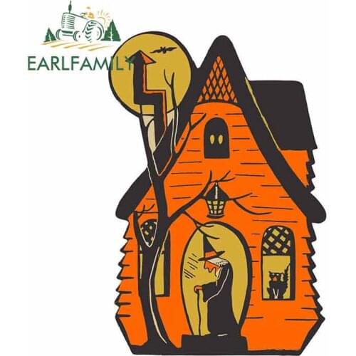 EARLFAMILY 13cm x 8.7cm for Halloween Spooky Kid Witch House Anime Vinyl JDM Bumper Trunk Truck Graphics Waterproof Accessories