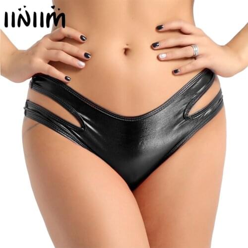 Erotic Lingerie Womens Sexy Panties Metallic Mini Hot Booty Shorts Wetlook Bikini G-String Briefs Sexy Underwear Rave Bottoms