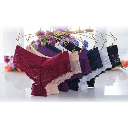 Hot Sale 3 PCS Sexy Lace Thong Panties Low-Rise String Women Transparent Cotton Pants For Women Thong Underwear