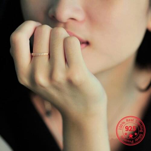 925 Sterling Silver Japanese Retro Simple Pavé Crystal Hollow Ring Women Light Luxury Wedding Party Fine Jewelry Accessories