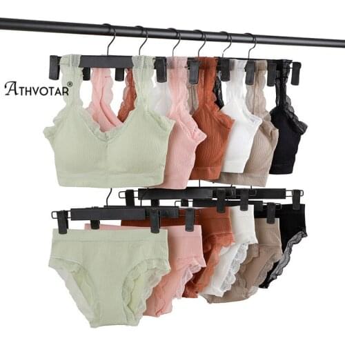 ATHVOTAR Sexy Lace Bra Set Girls Underwear Cotton Lingerie Comfortable Push Up Wireless Underwear Bra Set Female New