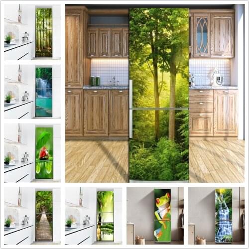 Creative 3D Self Adhesive Dishwasher Refrigerator Wrap Freezer Sticker Kids Art Fridge Door Cover Wallpaper Kitchen Accessories