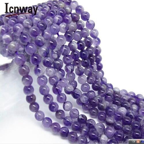 Natural dreamlike amethyst 6MM 8MM 10MM 12MM round loose beads DIY bracelet necklace earrings making jewelry craft findings