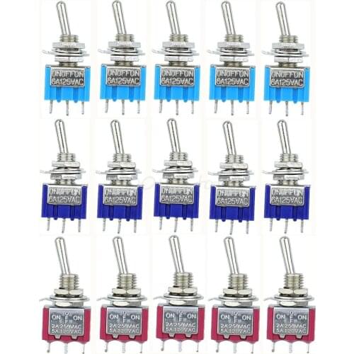 5pc/LOT Mini MTS-103 3-Pin SPDT ON-OFF-ON 6A 125VAC Miniature Toggle Switches