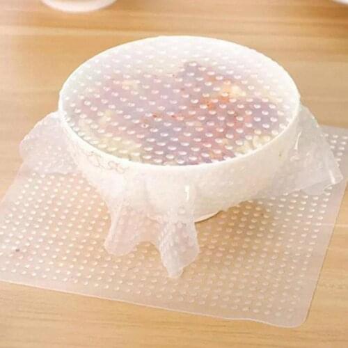 Fashion Home Kitchen Tools Clear Square Reusable Silicone Food Wrapper Seal Cover Film Freezer bags for Kitchen Tools Gadgets