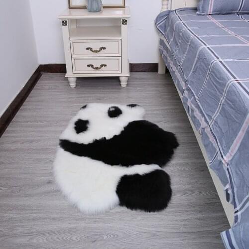 Cartoon Koala Panda Pattern Rugs Black White Animal Shape Cute Wool-Like Plush Carpet Home Decoration Bedroom Mat